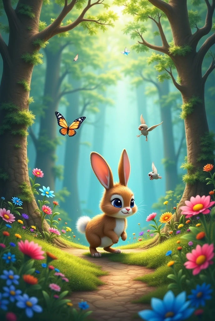 Once upon a time in a very colorful forest, A little bunny named Lino. Lino lived in a cozy burrow and was always looking for something fun to do..