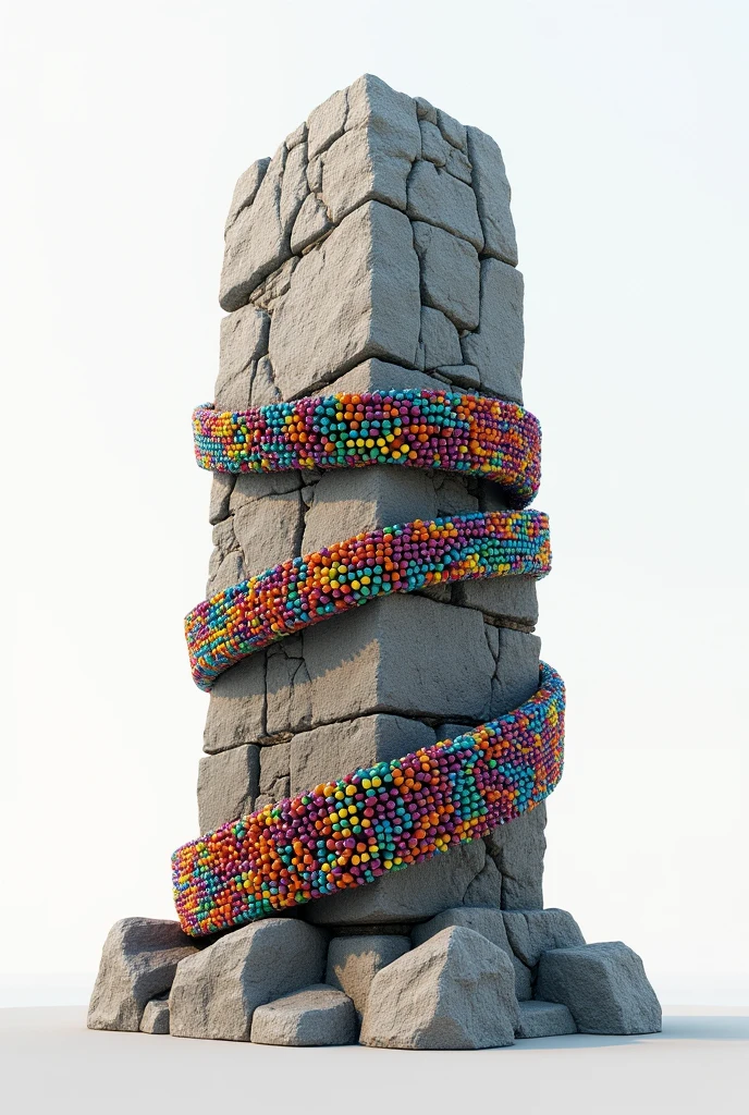 Giant Stone wrapped with  Chinese beads
 white background 
