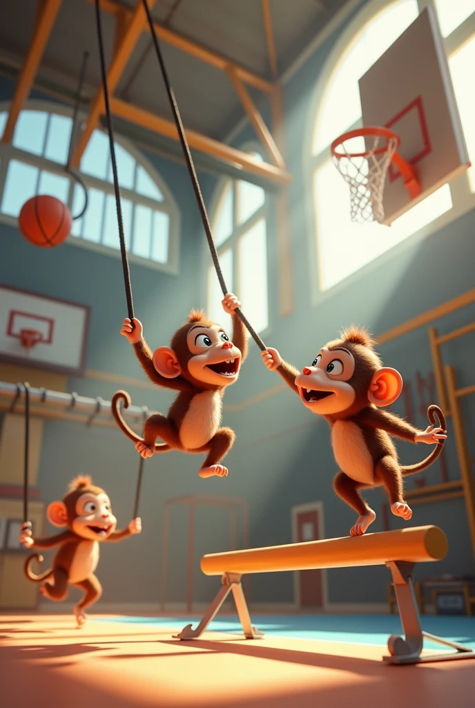 3 monkeys in the gym