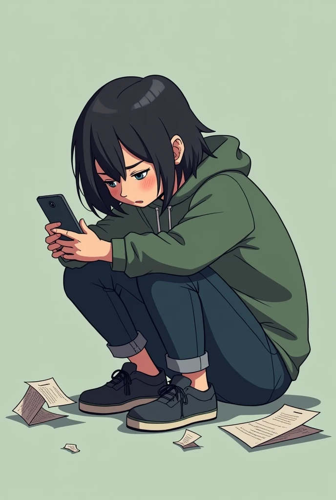 An Among Us who failed his exam for spending time on his cell phone.