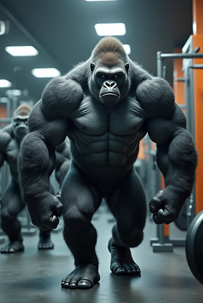 3 Muscled Gorillas at the Gym