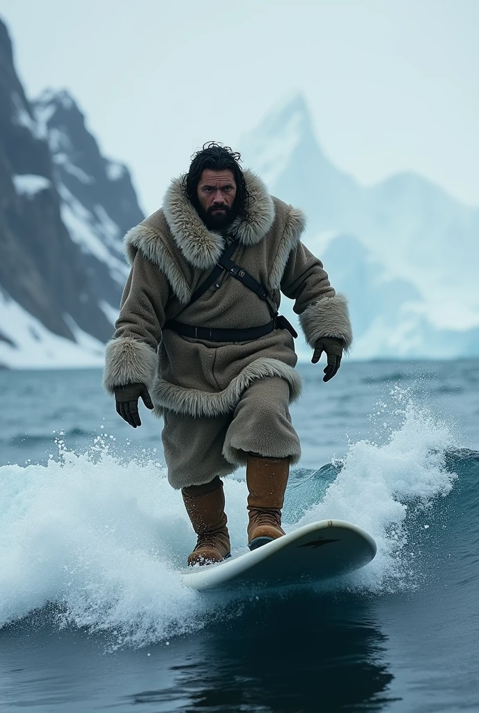 An Eskimo surfing