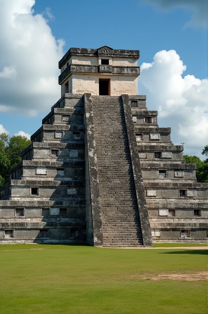 The Tikal tower and the big number 5 in front of it