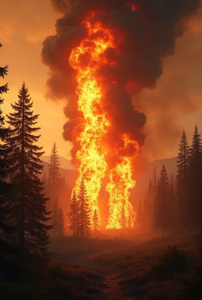 Create image of fire in the forest