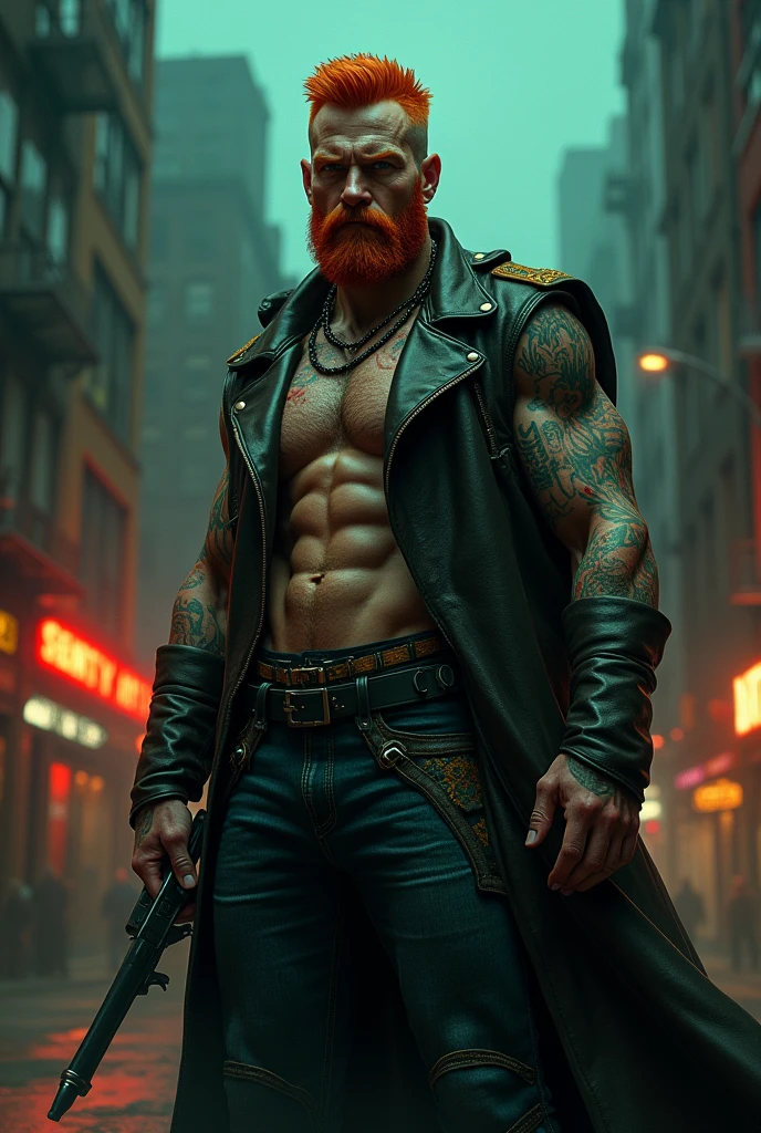 create a villain who is Irish, orange hair, Tall and strong, he looks like he&#39;s from a Quentin Tarantino movie