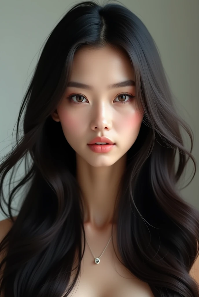 create a woman with silky straight hair


