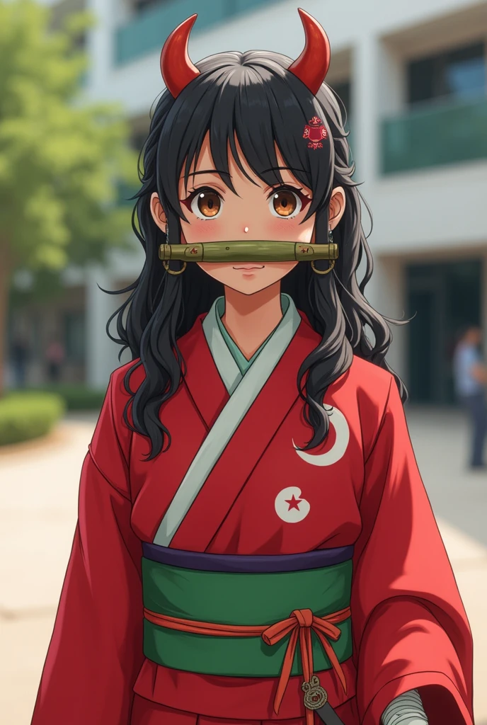 A 13-year-old Tunisian girl (age 4eme) en cosplay Nezuko de demon slayer au college 