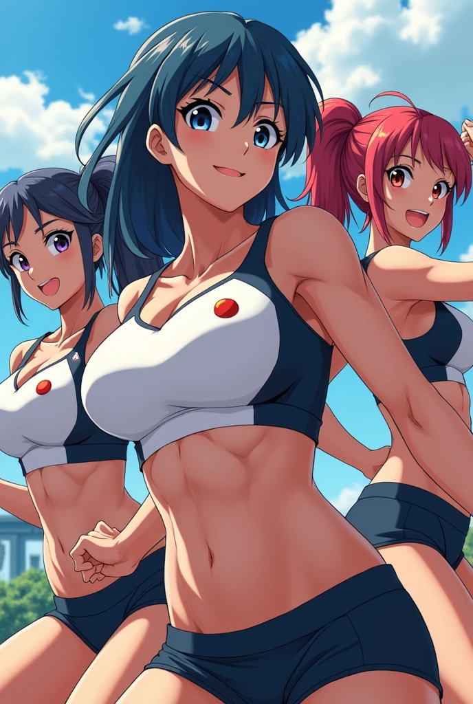 Athletic anime girls with bust