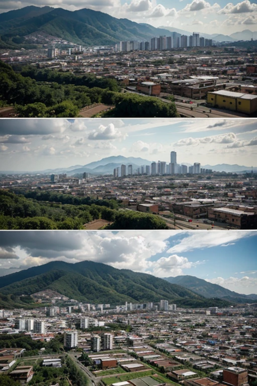 An image showing the contrast between developed urban areas and marginalized or rural areas in Colombia.