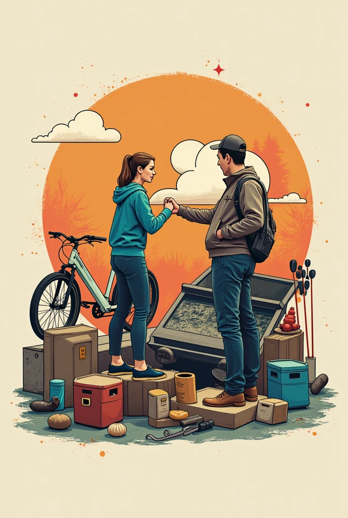 A logo or image to be used on Facebook, the page is called "Used Miscellaneous AB". This image has to do with buying and selling used products. 