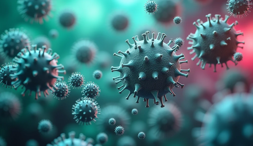 an image of antibiotic, focusing on a visual representation of bacteria being neutralized by antibiotics in a modern and vibrant style. interaction between antibodies and viruses, with a scientific look, bright and futuristic. format of (16:9) GREEN COLORS, rot, cerulean, Pink