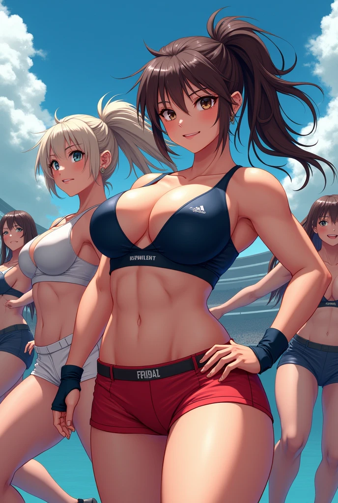 Athletic anime girls with huge bust