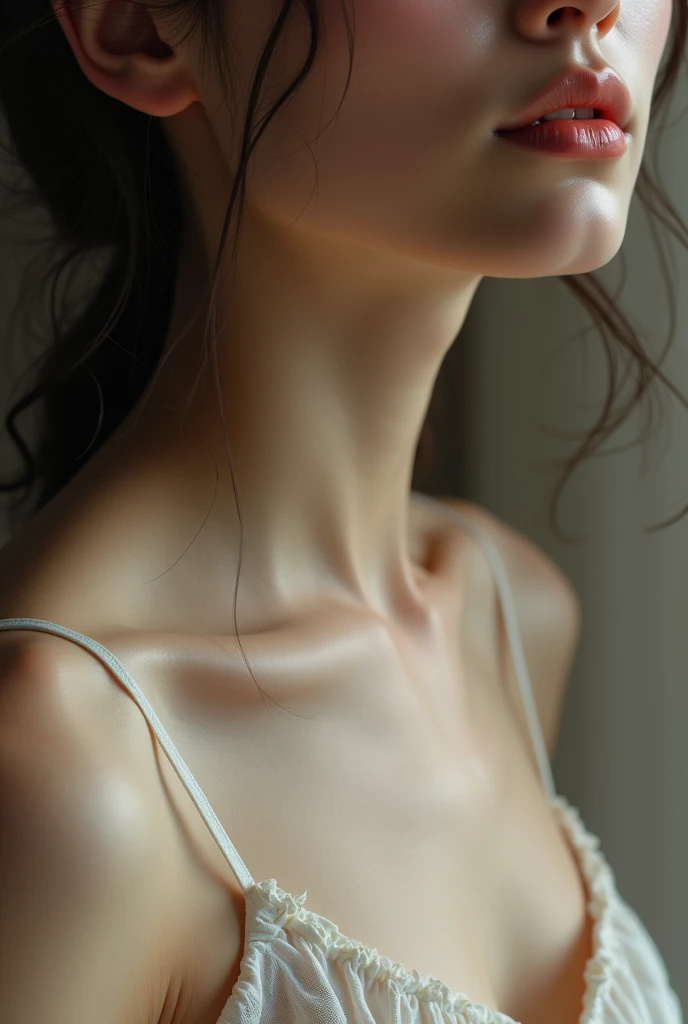 Neck and chest of young woman