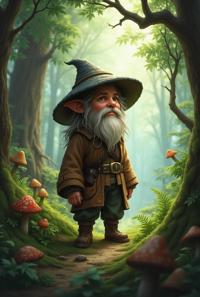 Halfling druid wearing dark mushroom hat