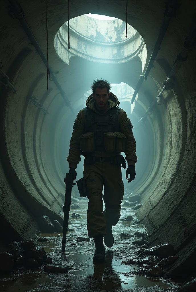 Stick soldier inside a sewer