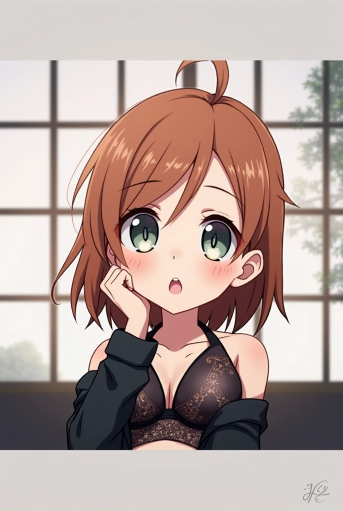 Anime girl in extremely small bikini with big breasts