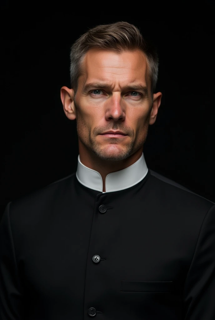 White man&#39;s collar and chest with black shirt


