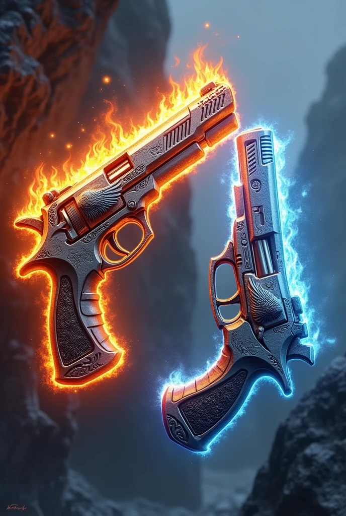 Create 2 pistols, one fire and one ice Eagle
