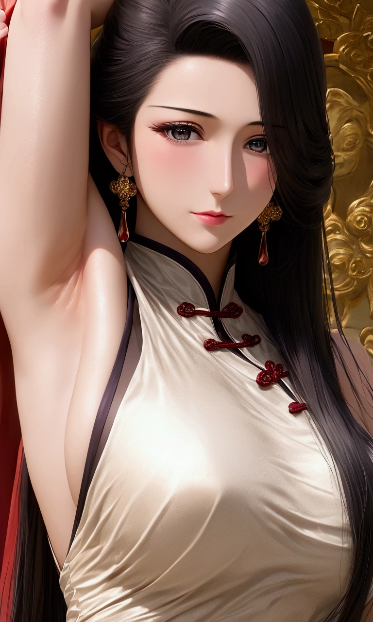 score_9, score_8_Excellent, score_7_Excellent,beautiful衣装を着た中国のgoddessが腋を見せている,beautiful顔の接写(masterpiece, Highest quality, Highest quality, Official Art, beautiful,beautiful:1.2), (One person), Very detailed,colorful, Most detailed, Perfect Face,CG Association Hot Topics, Fantasy art, ((beautifulファンタジー皇后)), Mature Woman,50 years old, Anime goddess, 8K high resolution, Detailed Art, Beautiful and elegant Queen, Very luxurious,gem, Nice, wonderful, Nice, Noble, Noble, arrogant, (Black Hair), (((goddess))), Queen,(((chinese style decoration)),Temple Background,High resolution decoration,非常にbeautifulメイク,Very long eyelashes,Perfect Eyes,Mature Woman,(((beautiful汗ばんだ脇の下,Slimy and shiny armpits,脇の下を見せるMature Womanたち)))