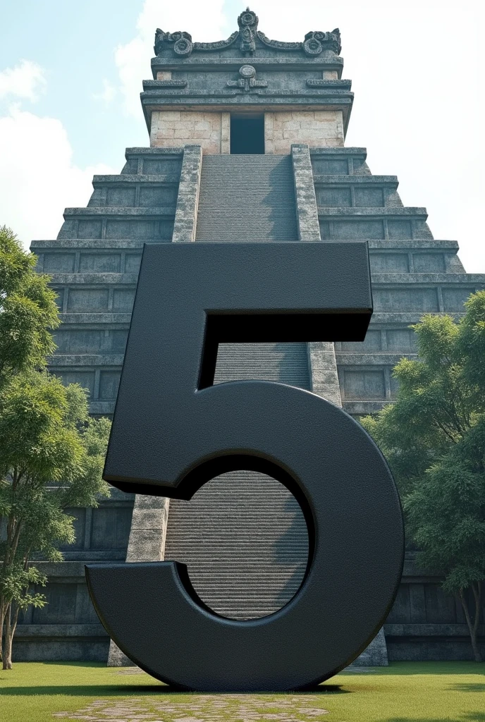 5 in large and behind it the Tikal tower