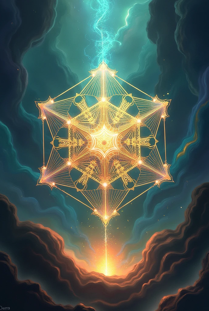 I would like an image with the Metatron cube, a spiritual image, with many colors