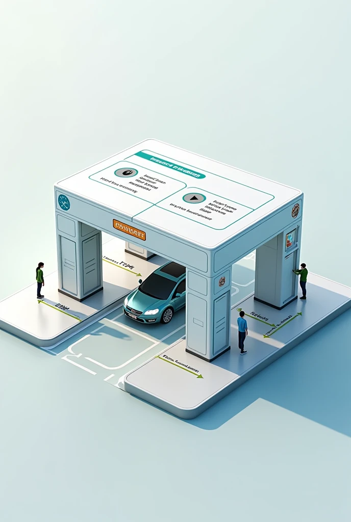 Low-fidelity prototype for an automated parking system, Example in graphic uy where it explains