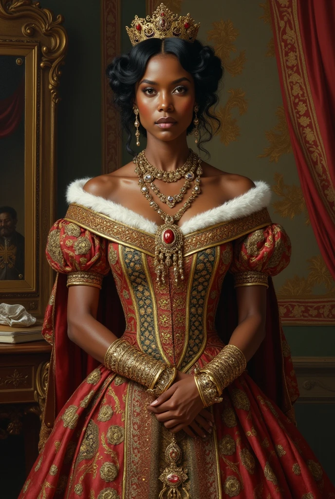 Duchess Beatrice of Avalon or as she is called Beatrice Eleanor Alberich, is a thoughtful and graceful woman and the only Duchess of Avalon. Many claim that she is very useful to Britain, since she has great political influence.
Beatrice has black skin, and dark hair, the duchess usually dresses to stand out