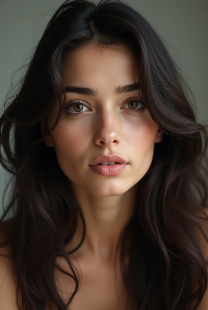 jolie fille brune de face