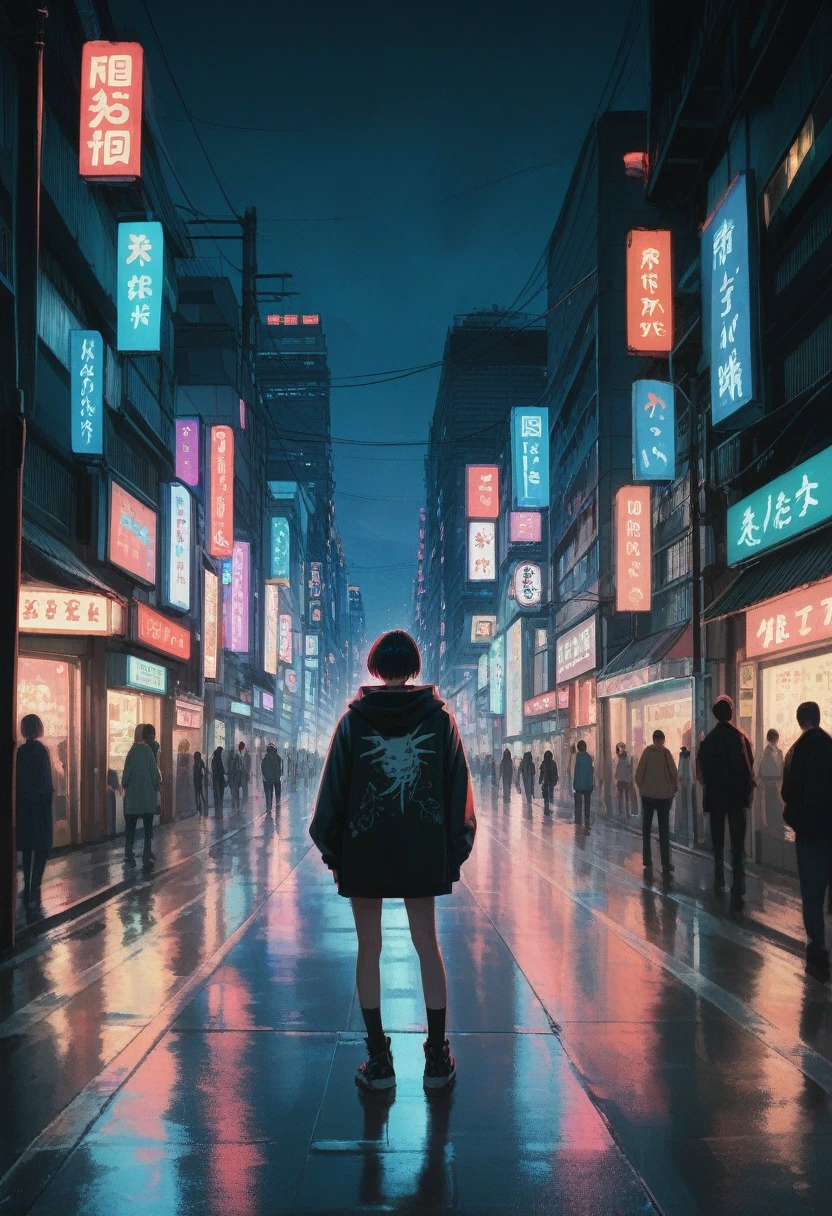 background, Tokyo Street, neon, cyberphunk, lights