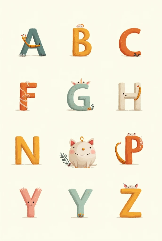 Simple whole alphabet book drawing