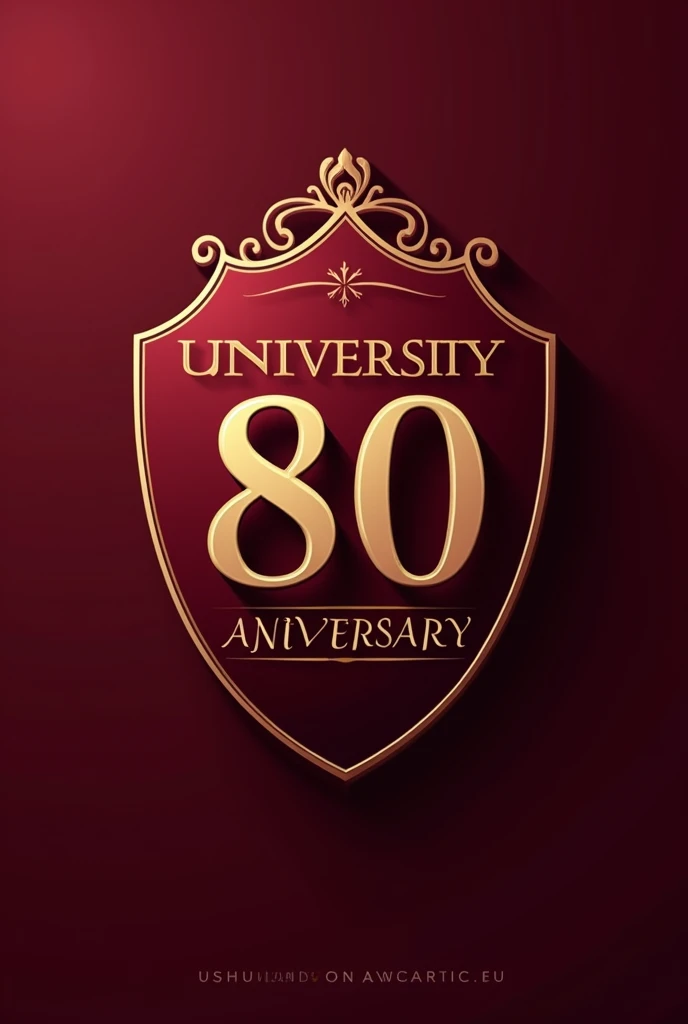 create a wine-colored logo with gold details for a school that is celebrating its eightieth year of teaching , simple but eye-catching and impactful logo