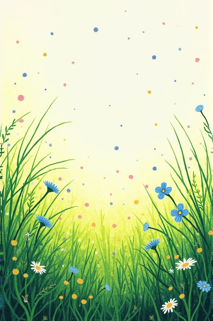A drawing on the grass with pointillism