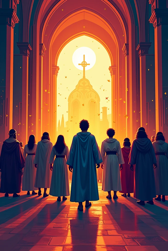 Poster for a church event. Costume party with biblical character theme. ART style of graphic design