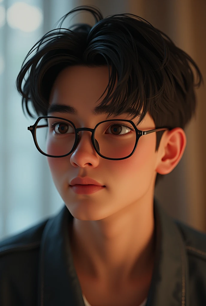 Young man with glasses looking in love