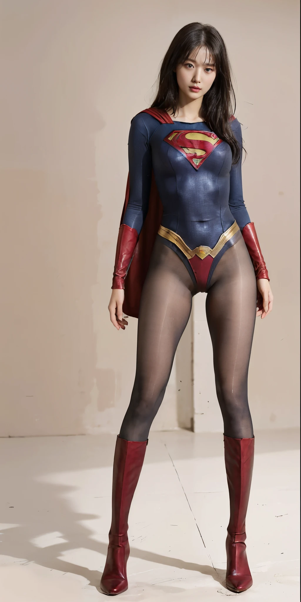 No background、(((Beautiful legs in black tights.)))、(((Legalize the beauty of your suffering face)))、((((Make the most of your original images)))、(((Supergirl Costume)))、(((Beautiful Hair)))、(((suffering)))、(((Please wear black tights....、Wear red boots)))、((Best image quality、8k))、((Highest quality、8k、masterpiece:1.3))、(((Preserve background )))、Sharp focus:1.2、Beautiful woman with perfect figure:1.4、Slim Abs:1.2、Wet body:1.5、Highly detailed face and skin texture、8k