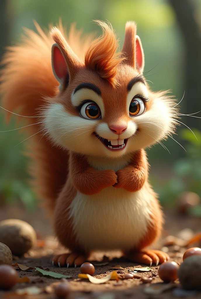 messy squirrel , looking like Alvin and the Chipmunks
