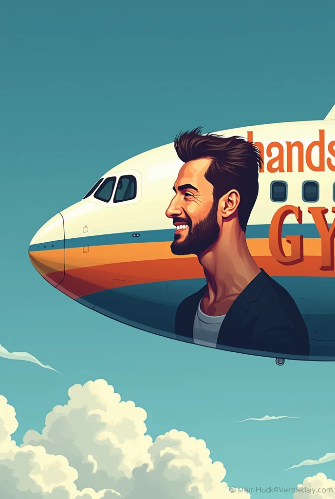 Airplane Written "handsome guy"
