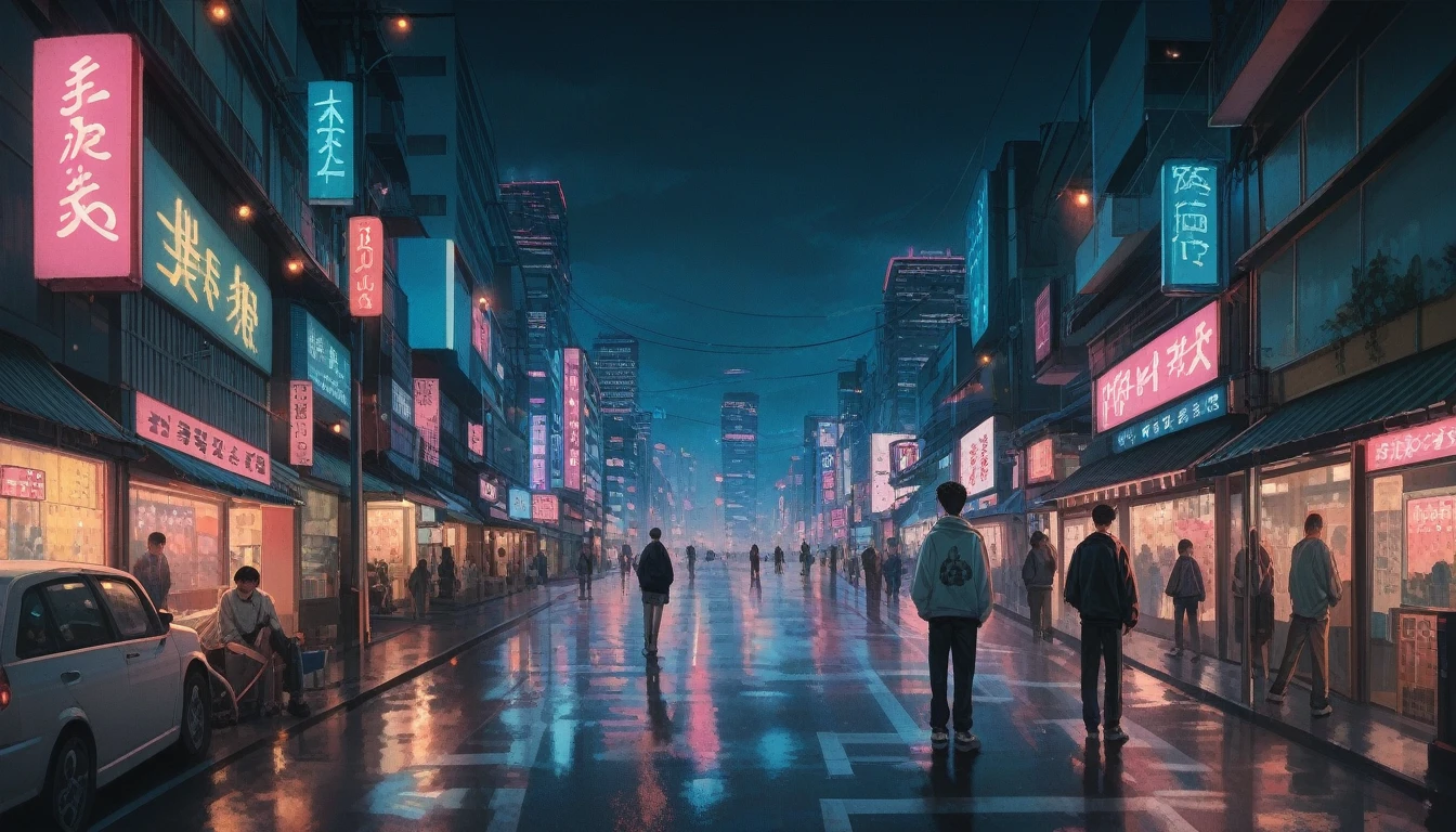 background, Tokyo Street, neon, cyberphunk, lights