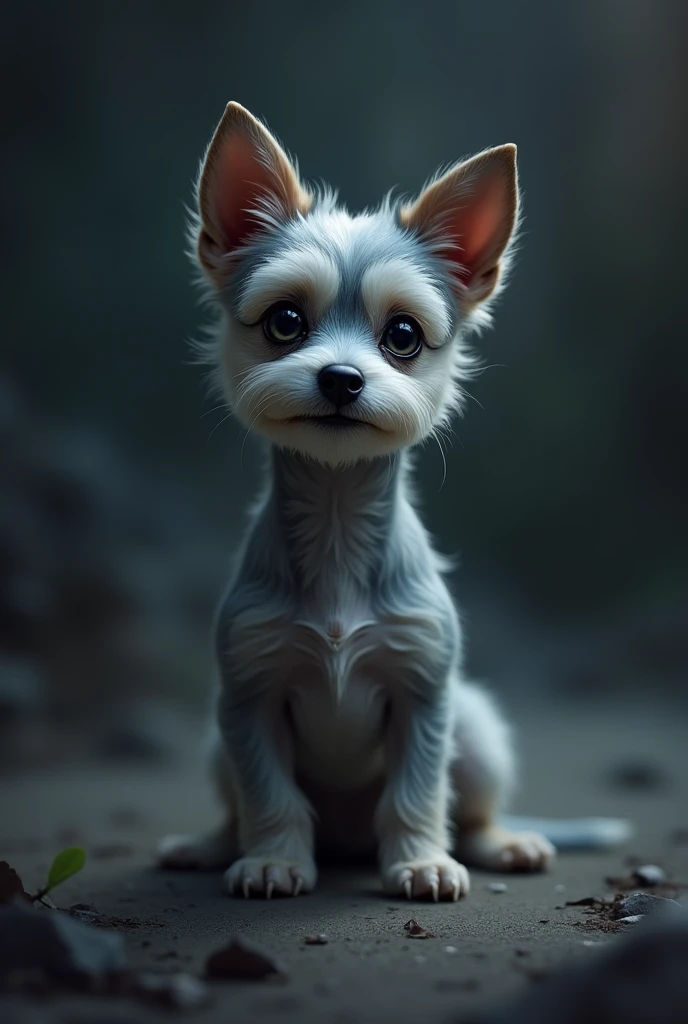 Create a small dog with a curious aspect for a mysterious profile