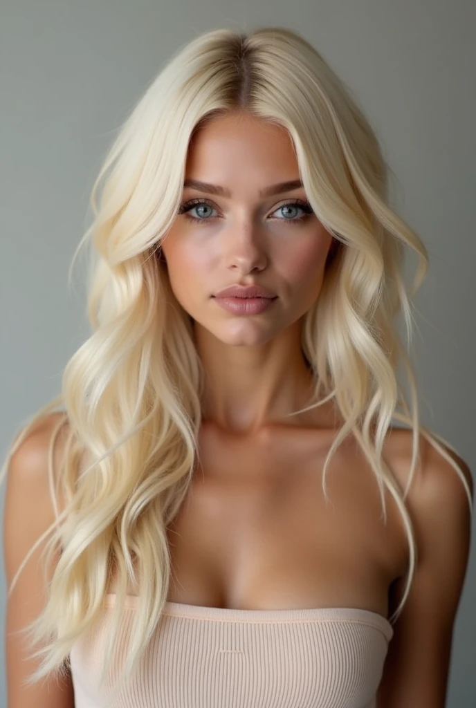 Create a totally naked blonde with a big shape