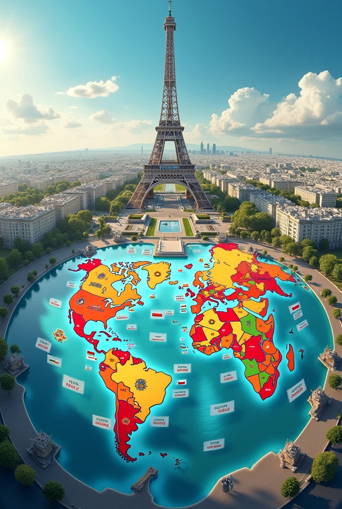Produce an Anamortosis Map highlighting the medal-winning countries at the 2024 Paris Olympics