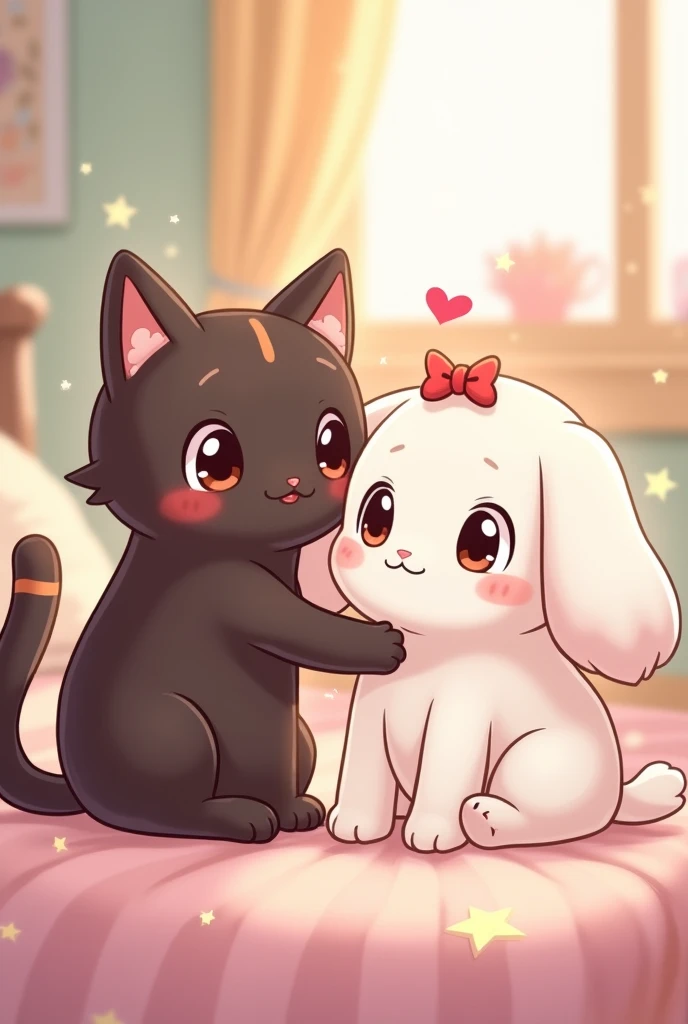 Please create an image of chococat and cinamoroll