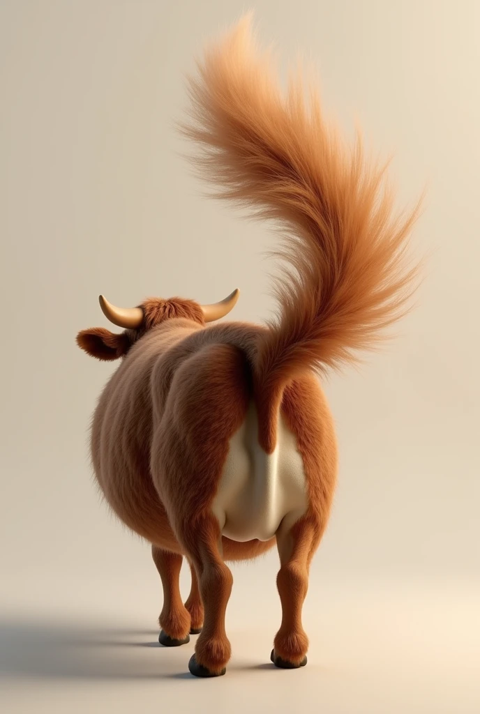 a long brown cow tail raised at the end, extremely detailed, hyper realistic, 8k, 4k, high resolution, just the tail without the cow