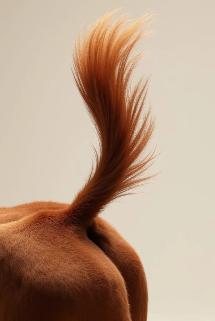 a long brown cow tail raised at the end, extremely detailed, hyper realistic, 8k, 4k, high resolution, just the tail without the cow