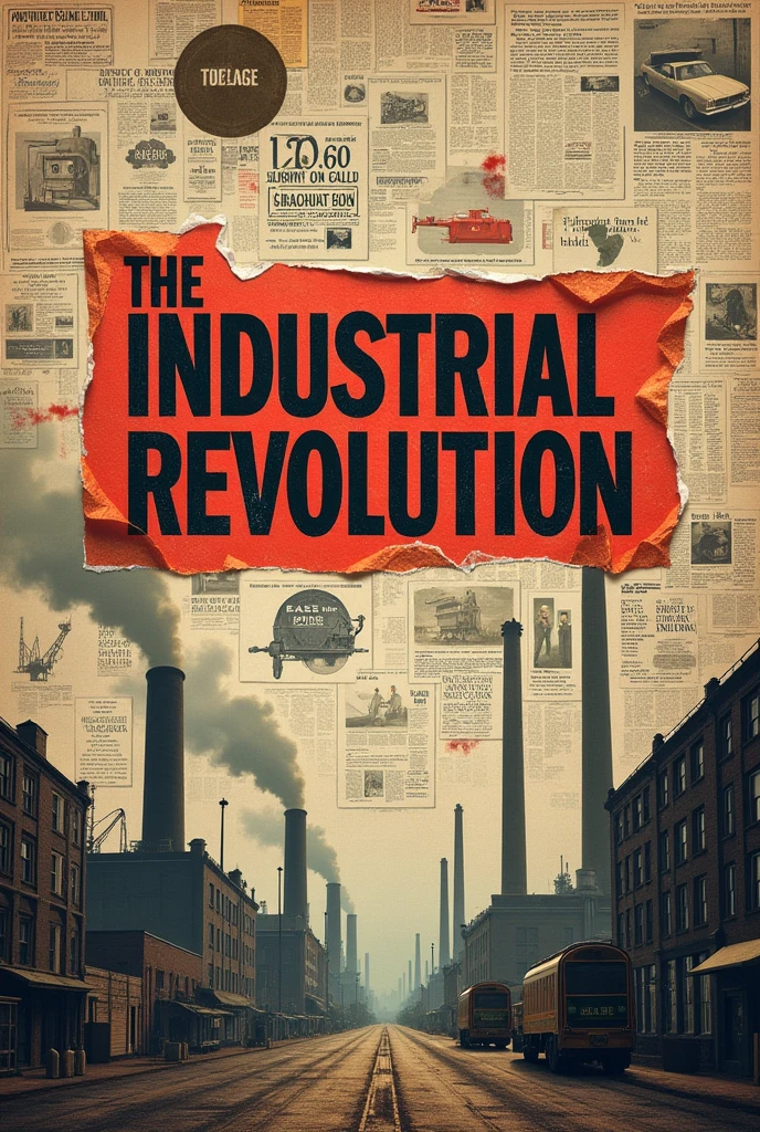 Create a title that says "The Industrial Revolution and its effects TODAY"
with magazine clipping type tera