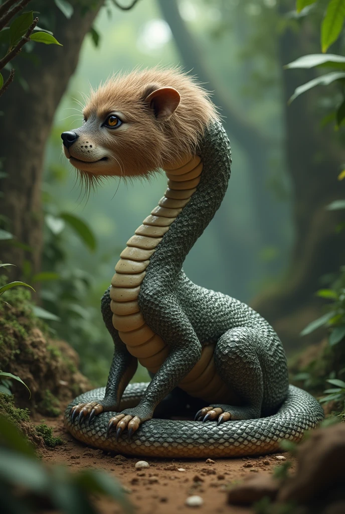 Snake with dog&#39;s foot and capybara&#39;s head
