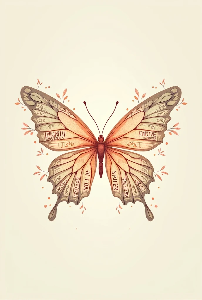 Create illustrations that are suitable for palliative care events, preferably with a butterfly formed by words related to the theme