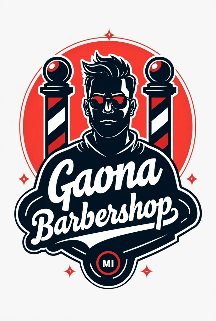 Could you create a logo for a barbershop with the name Gaona Barbershop for a cool profile photo with braces in the background?