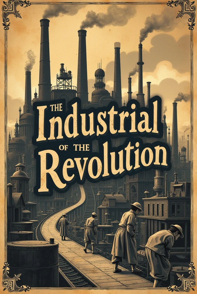 Create a title that says "The Industrial Revolution and its effects TODAY"
with a magazine clipping type tera each