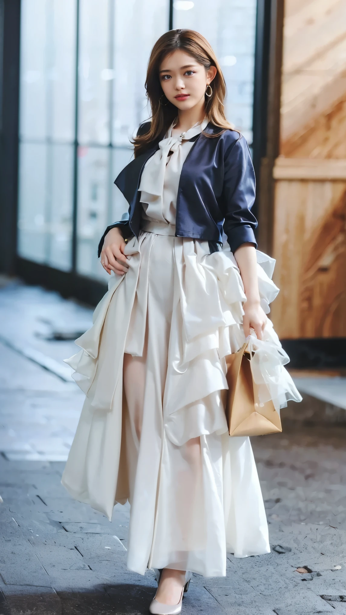 ((Highest quality, 8k, masterpiece: 1.3)), sharp: 1.2, Perfect Body Beauty: 1.4, Slim Abs: 1.2, ((Layered Hairstyles, Big Breasts: 1.2)), (Black satin blouse and satin tight skirt、Queen: 1.1), (nude: 1.2), Highly detailed face and skin texture, Beautiful Eyes, double eyelid, looking at the camera